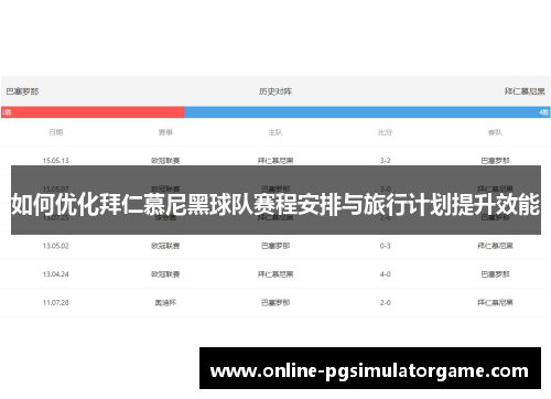 如何优化拜仁慕尼黑球队赛程安排与旅行计划提升效能