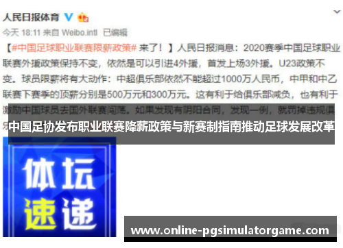 中国足协发布职业联赛降薪政策与新赛制指南推动足球发展改革