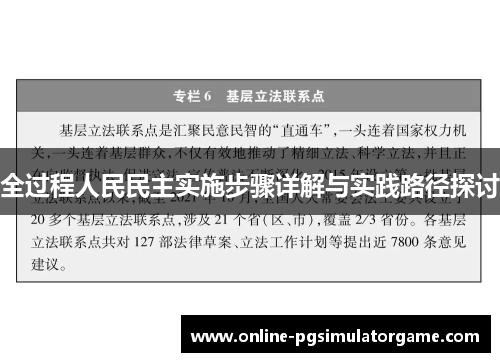 全过程人民民主实施步骤详解与实践路径探讨